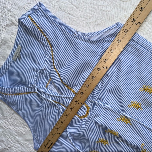 Skies Are Blue Sleeveless Top / Blouse Blue & Gold Size Small - Picture 10 of 11